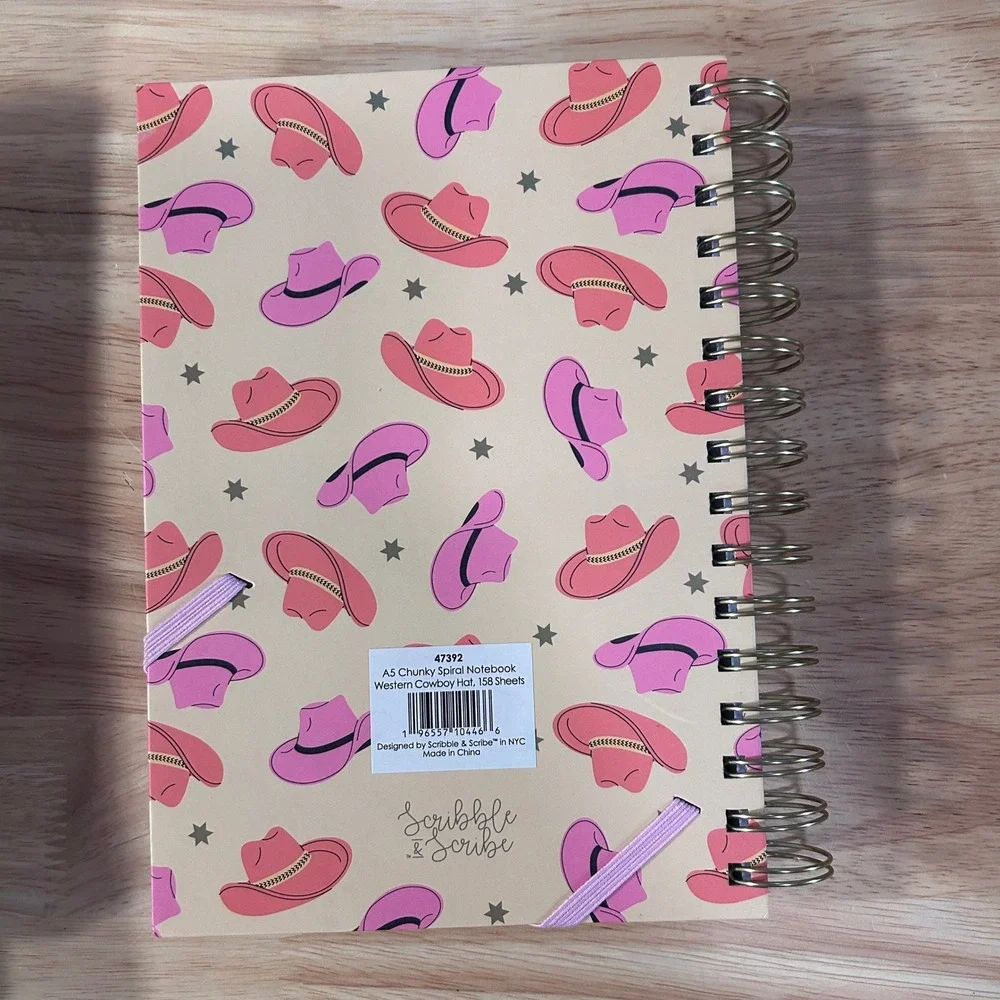 Chunky Spiral Notebook A5 Yee Haw Cowboy Hat Design 158‎ Sheets New